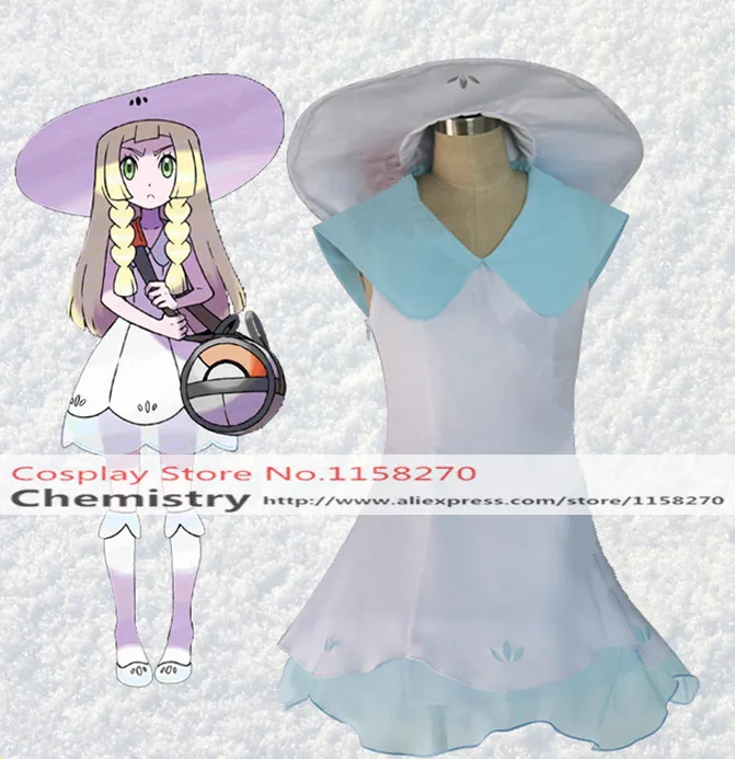Платье для косплея Monster Lillie с шляпой|cosplay dress|dress cosplaypokemon dress |