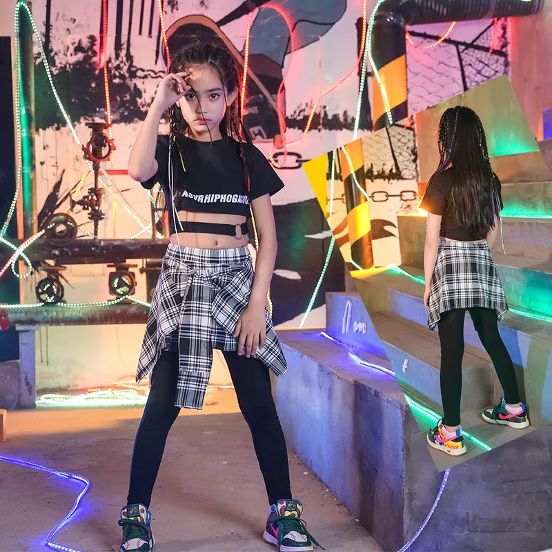 Комплект летней одежды для маленьких девочек Одежда танцев в стиле хип-хоп