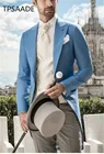 Мужской костюм джентльмена в итальянском стиле Morning, синий фрак из 3 предметов, смокинг жениха для свадьбы, выпускного вечера, 2019