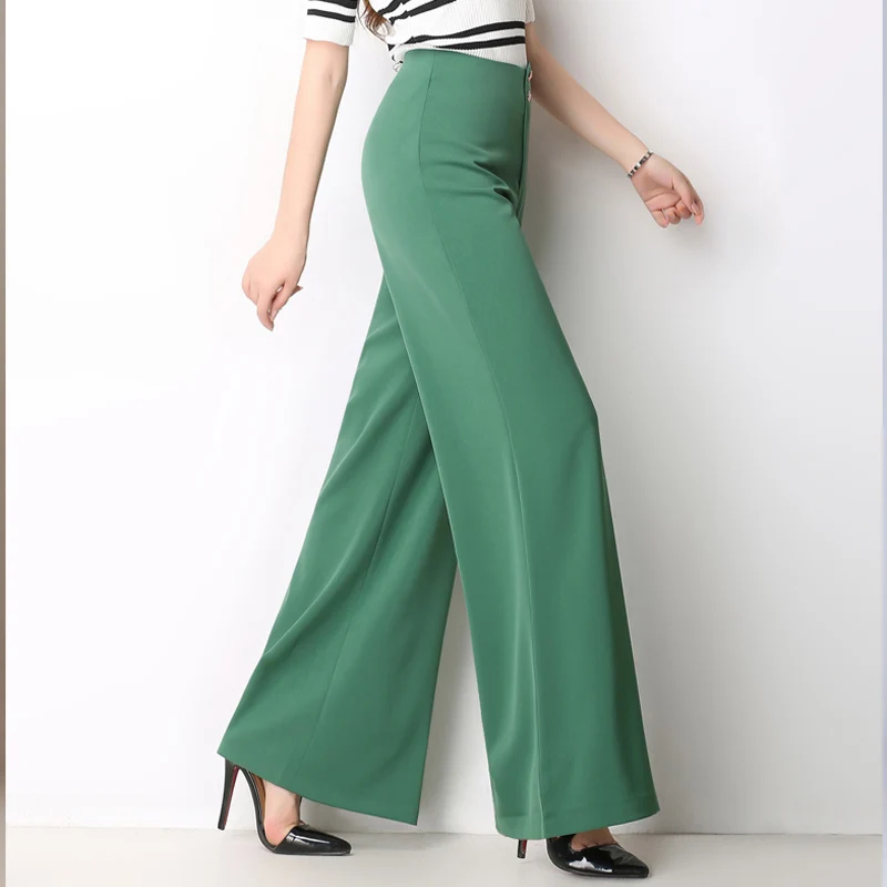 Новинка 2019 женские модные широкие брюки одноцветные повседневные длинные штаны