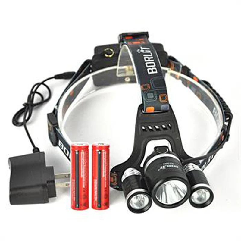 BORUIT 6000LM 3X XML T6 светодиодный налобный фонарь 4 режима + зарядное устройство