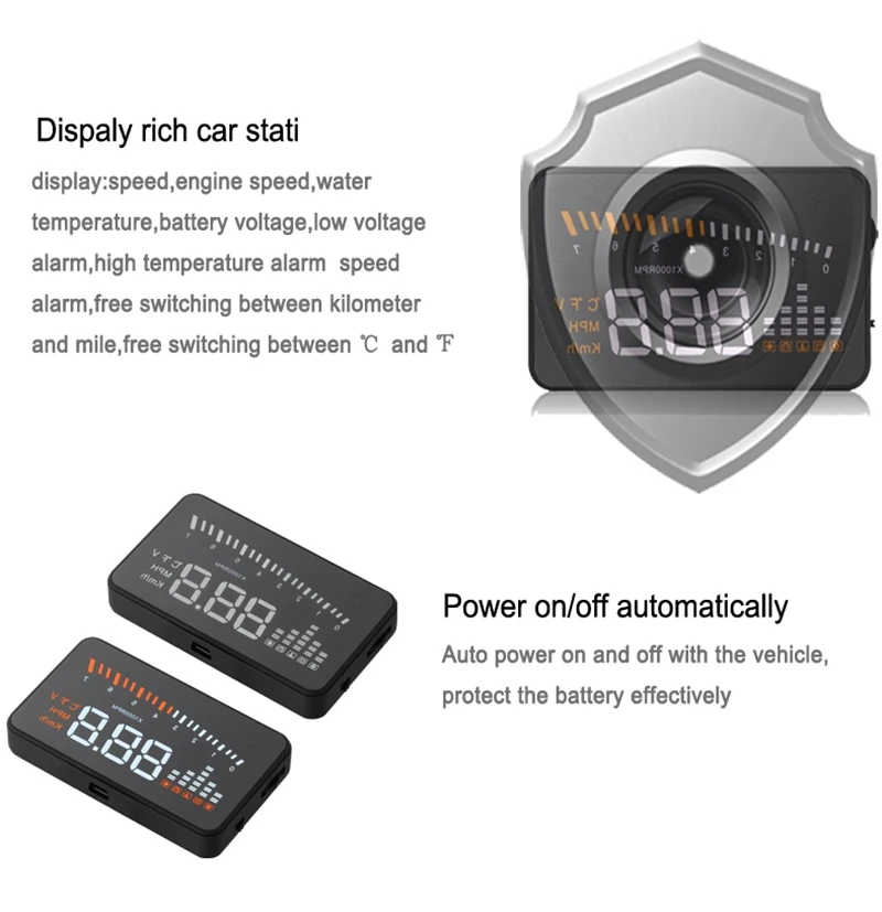 Автомобильный проектор скорости OBD2 дисплей на лобовое стекло авто проектор OBD HUD Электроника цифровой автомобильный измеритель скорости бортовой компьютер
