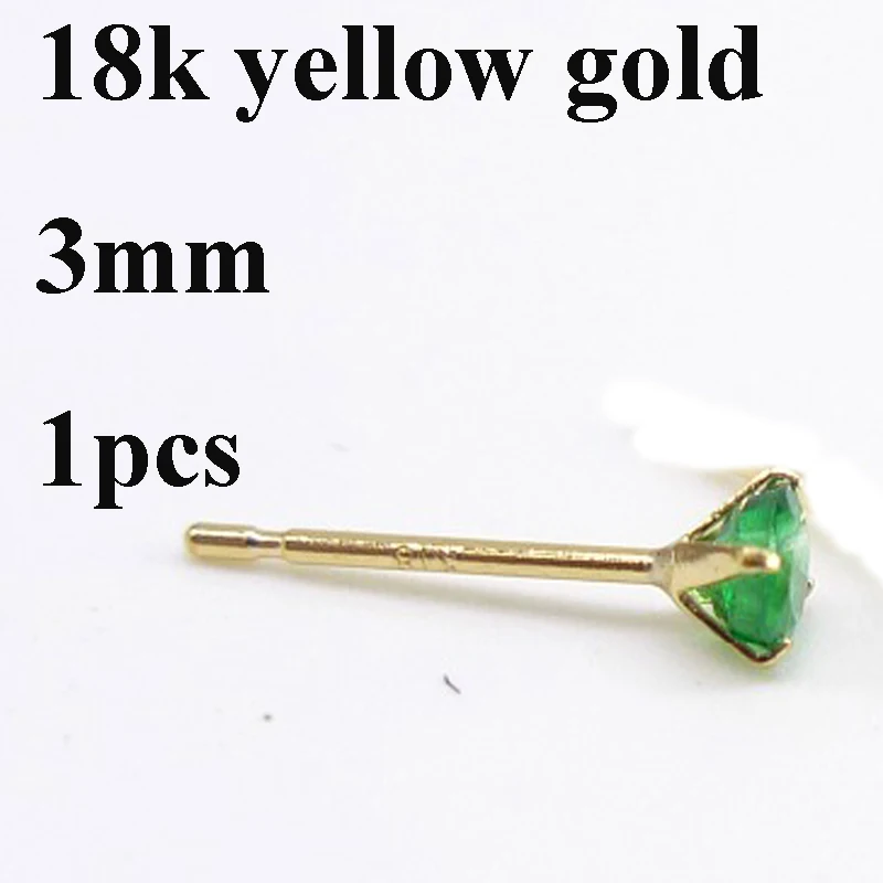 3mm yellow 1 pcs 18k цельное золото натуральный изумруд серьги женские 2,8 мм Размер золото или белое золото 1 шт. красный драгоценный камень ювелирные изделия Экономичные - Цвет камня: 3mm yellow 1 pcs