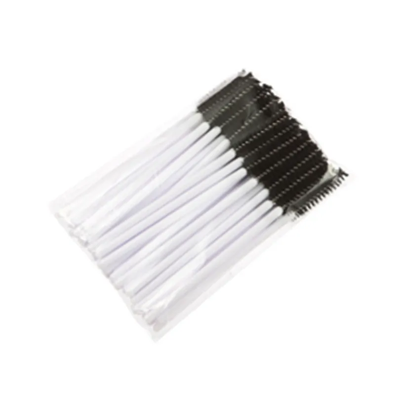 White-Black 50 шт. щетка для ресниц Макияж щеточки Одноразовые Тушь для ресниц палочки аппликаторы для ресниц косметические кисти инструменты для макияжа 7 цветов - Handle Color: White-Black