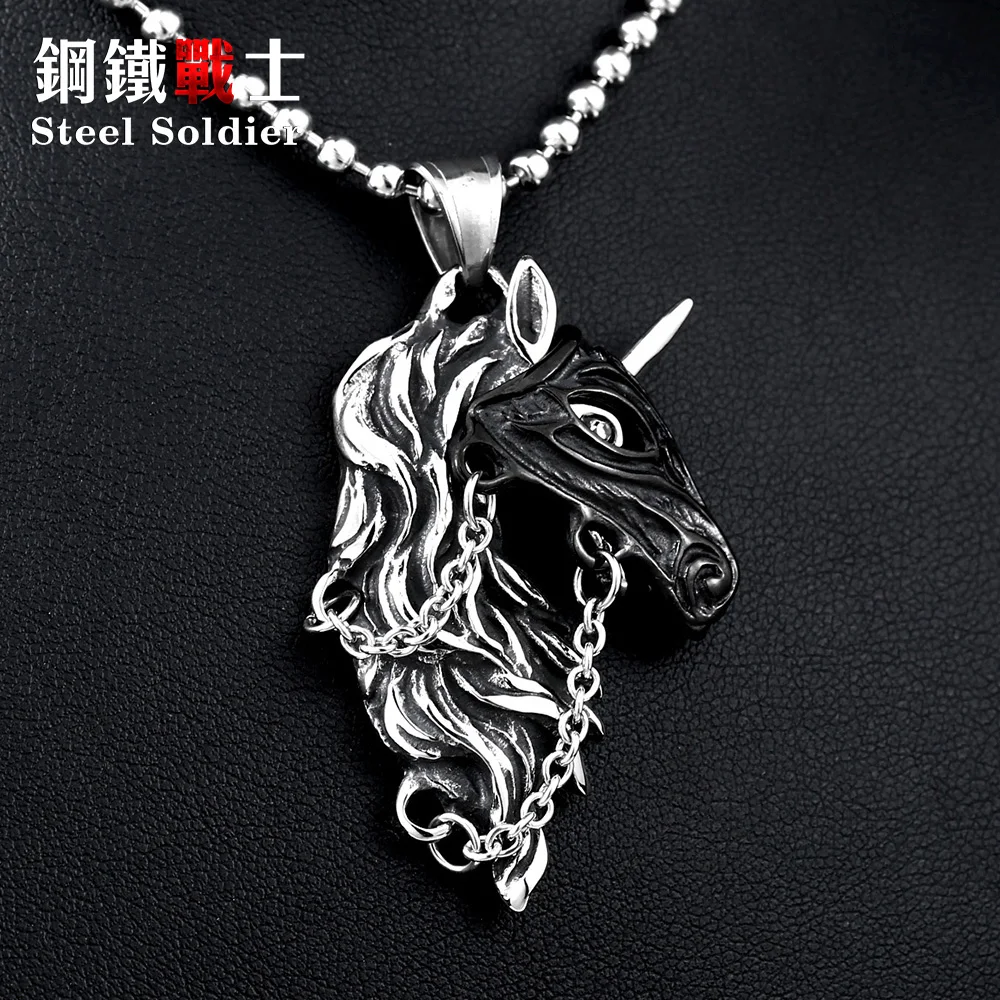 Сталь солдат 2017 товаров изысканный Лошадь Подвеска мужские ожерелье кулон