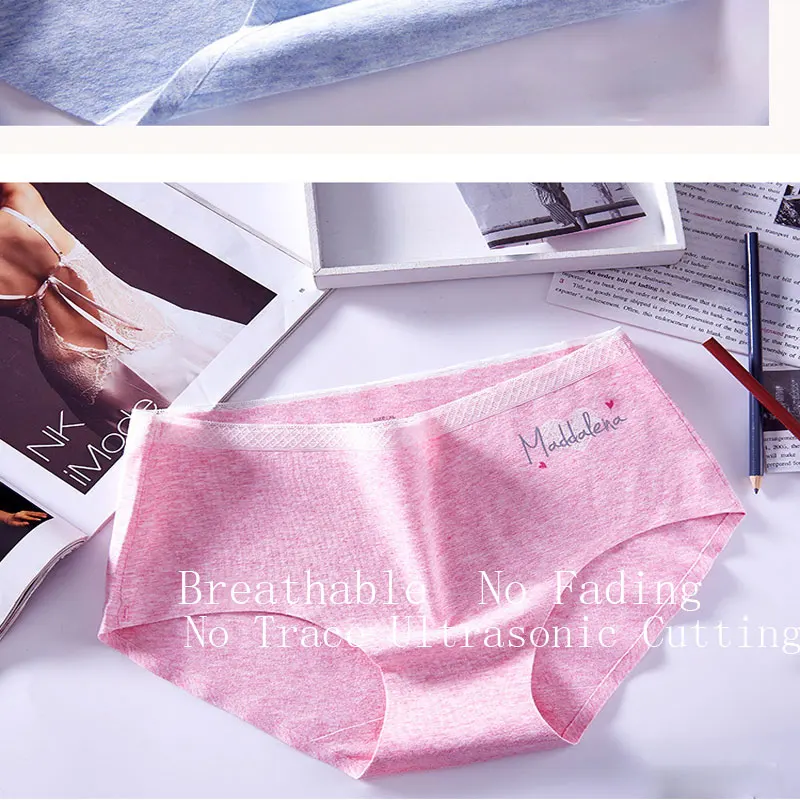 

Nickpuzi 4 pcs/lot Panties for Women Cotton Briefs Ladies Seamless Panties Underpants Lingerie Underwear Women Set