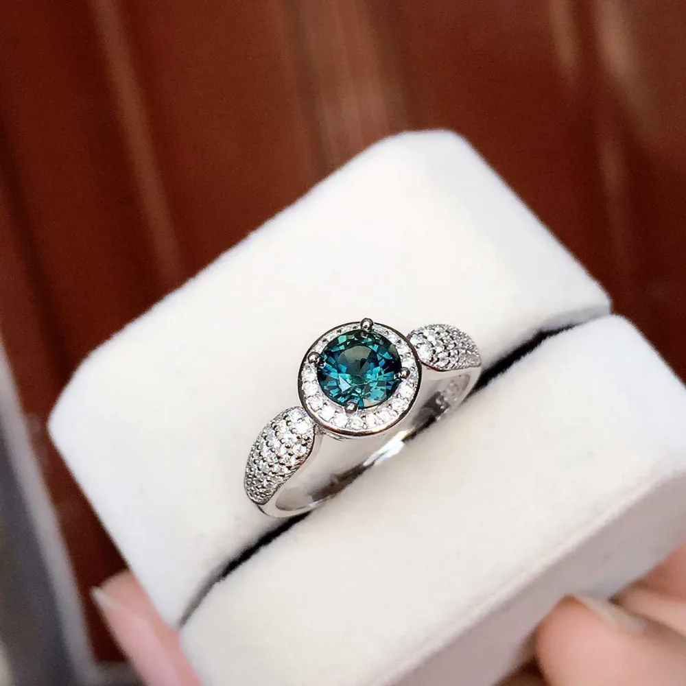 Кольцо с натуральным синим сапфиром кольцо из серебра 925 пробы драгоценным