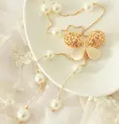 Модные Длинные ожерелья B13 ABC с жемчугом опалом кристаллами крыльями бабочки