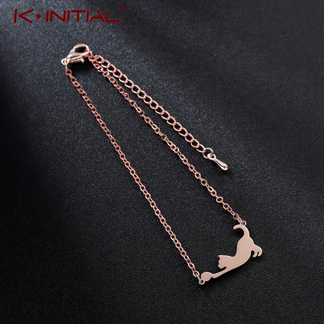Браслет Kinitial из нержавеющей стали с котом и шариком милые регулируемые браслеты