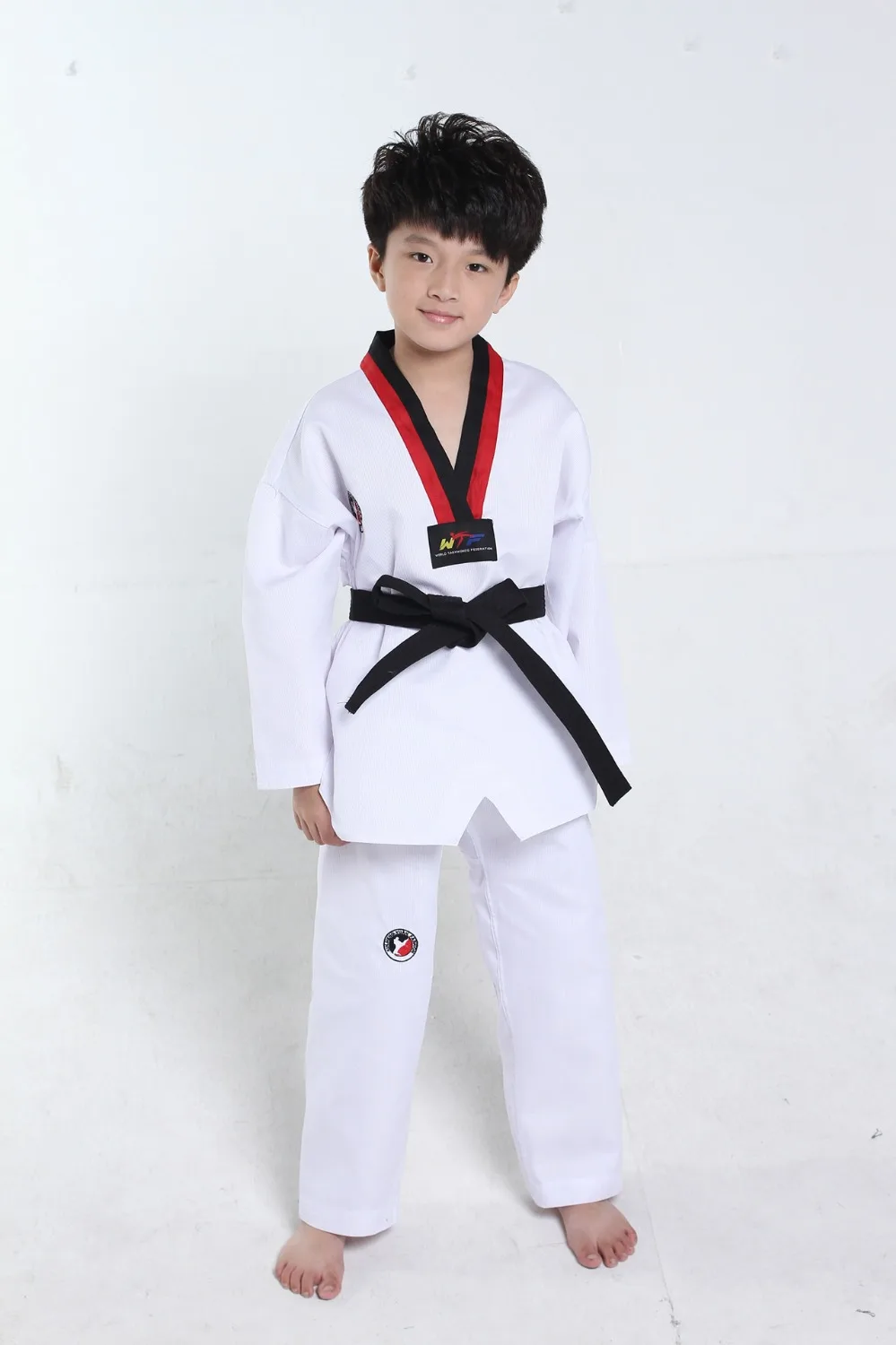 Костюм для тхэквондо топ брюки белые детские кимоно с длинными рукавами одежда