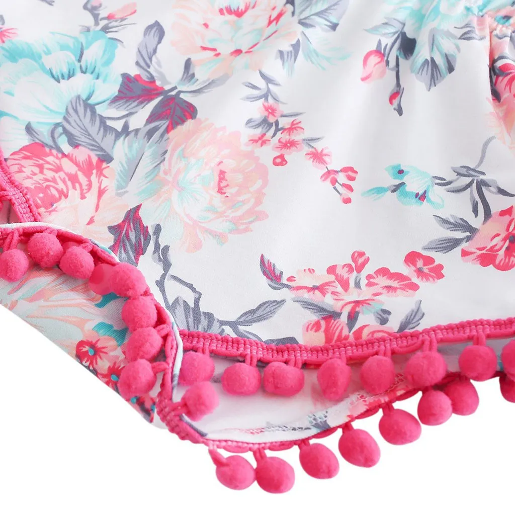 Newborn Infant Baby Girl Boy Floral Tassels Romper Headband Outfits Set baby boys girls jumpsuit new born | Мать и ребенок