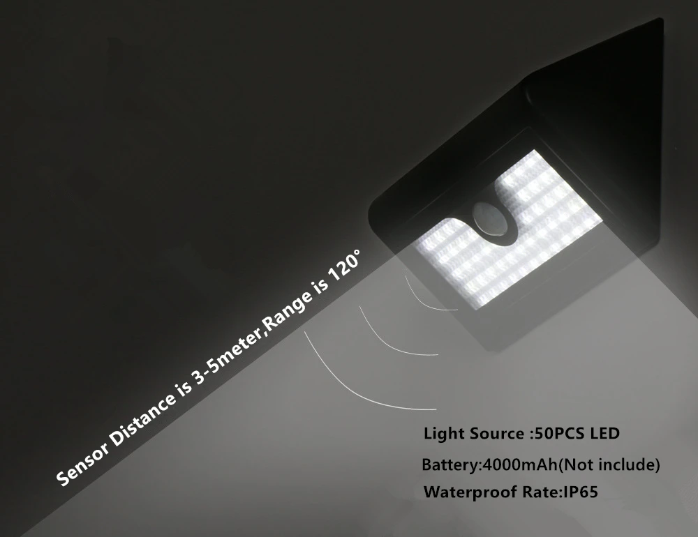 

50 LED Solar Powered Motion Sensor Light Outdoor Waterproof led Solar Spotlight Led Solar Garden Wall lampada Pathway Night Lamp
