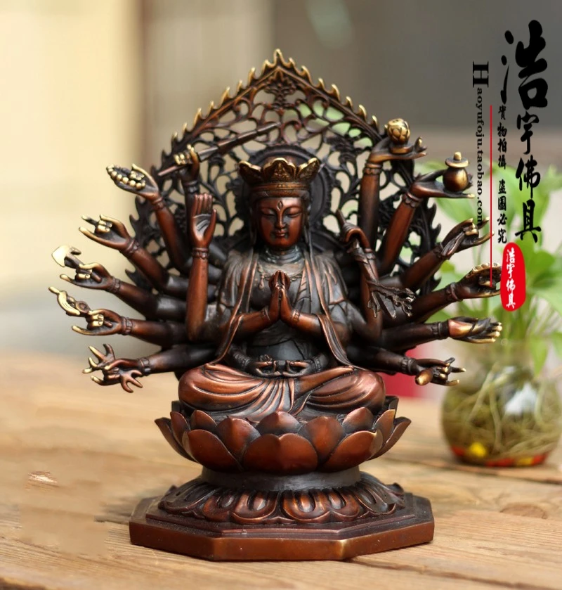 

Copper Brass CHINESE crafts decoration Chinese Religious Exquisite Buddhism Handwork Pure Copper Cundhi Bodhisattva Statue