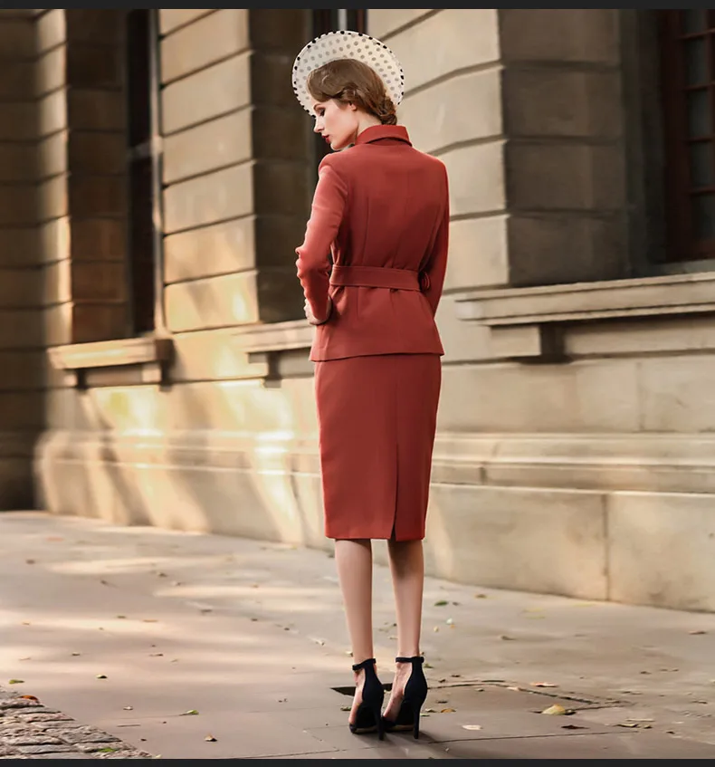 2021 New Arrivals Autumn Winter Women Dress Suits Office Lady Business Formal Work Wear 2 Piece Sets Vintage Retro Slim Dresses