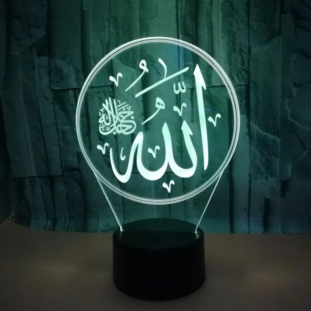 Исламский Muhammad 3D лампа 7 цветов светодиодный ночник для детей сенсорный светодиодный Usb Настольный Lampara Lampe детский спальный ночник