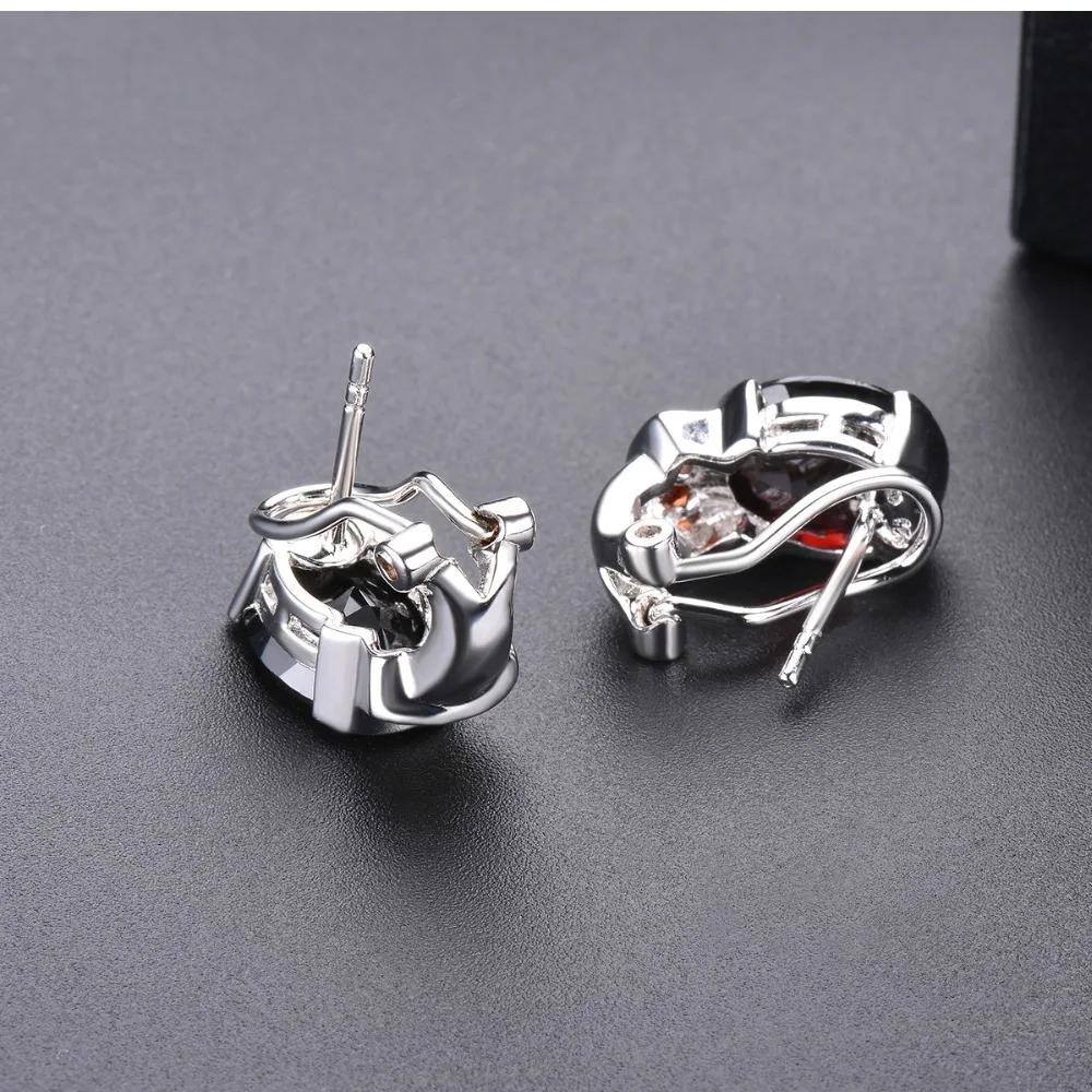 Hutang 8.54ct Природный Черный гранат женские клипсы Твердые 925 пробы серебро красный драгоценный камень изящные элегантные украшения для подарка
