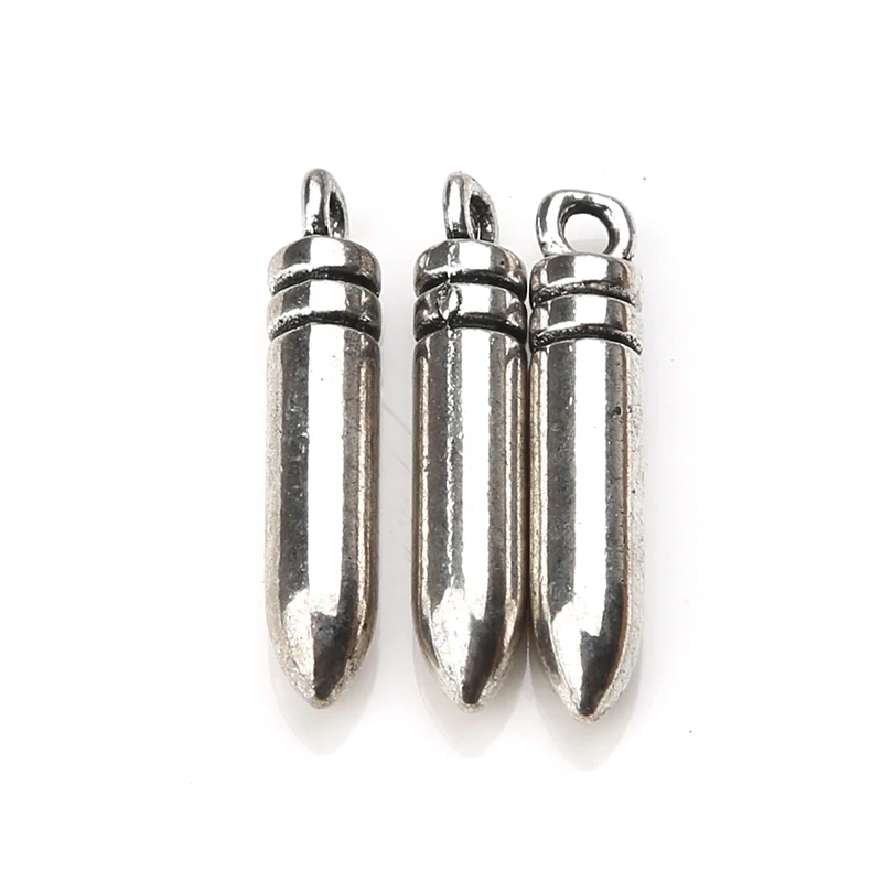 10pcs/lot Glamorous Bullet Antique Silver-tone Ornaments for Making DIY Necklace Pendant Accessories 22mm x 4mm | Украшения и