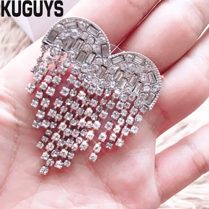 KUGUYS серебро Цвет кристаллы в форме сердца брошь с кисточкой 1 шт. для Для женщин