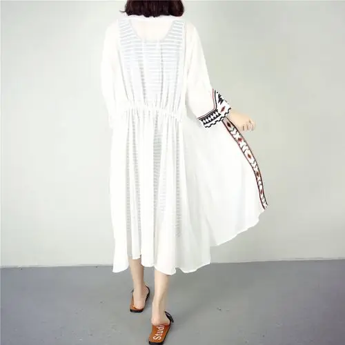 Женское длинное кимоно с вышивкой черно белый пляжный шифоновый кардиган макси