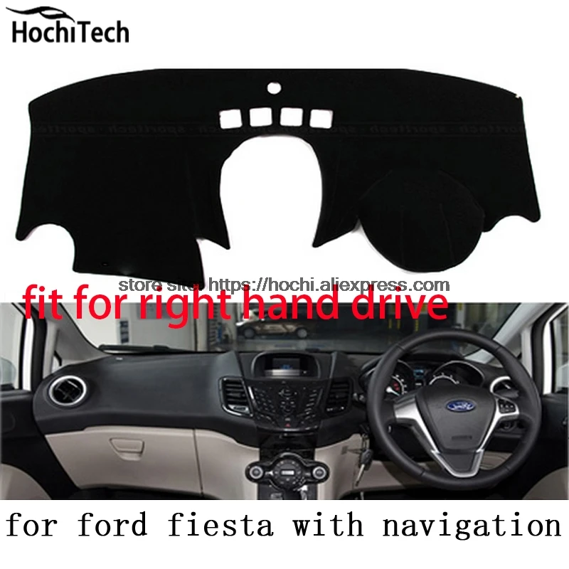 

For ford fiesta right hand drive dashboard mat Protective pad black Red car-styling Interior Refit sticker Mat products