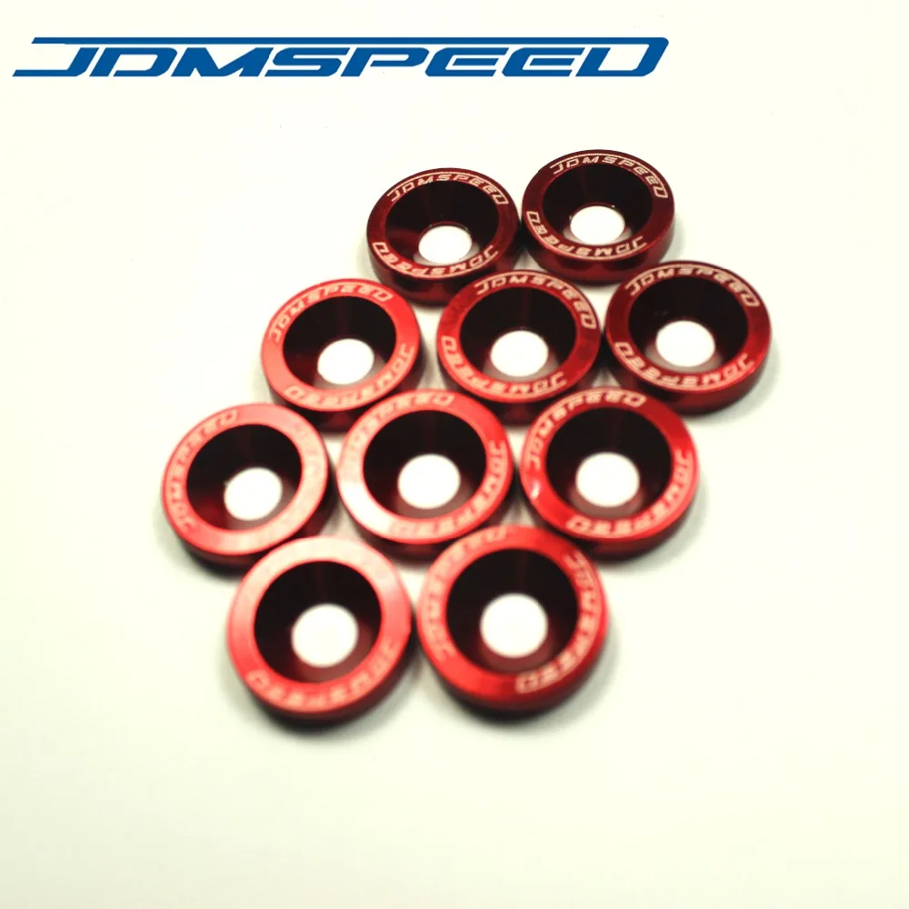 Красные алюминиевые шайбы JDMSPEED для крыльев 10 шт. Honda Civic Integra RSX EK|fender washers|aluminum fender