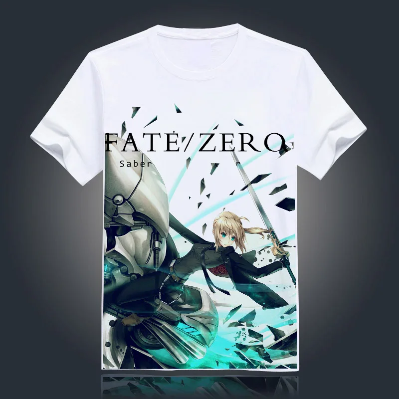 Новая футболка с принтом аниме Fate Zero саблей и лучей модные удобные футболки