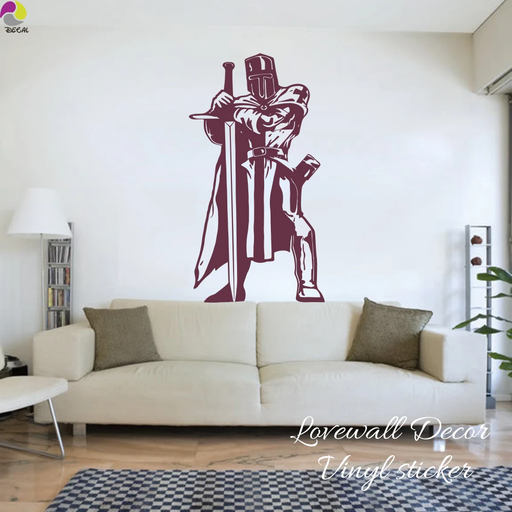 Рыцарь Воин Наклейка на стену для детской комнаты средневековый Дракон убийца