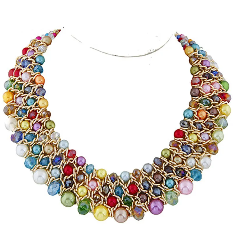 

Kymyad Gold Color Simulated Pearl Beads Necklaces & Pendants Multilayer Choker Statement Necklaces Jewelry For Women
