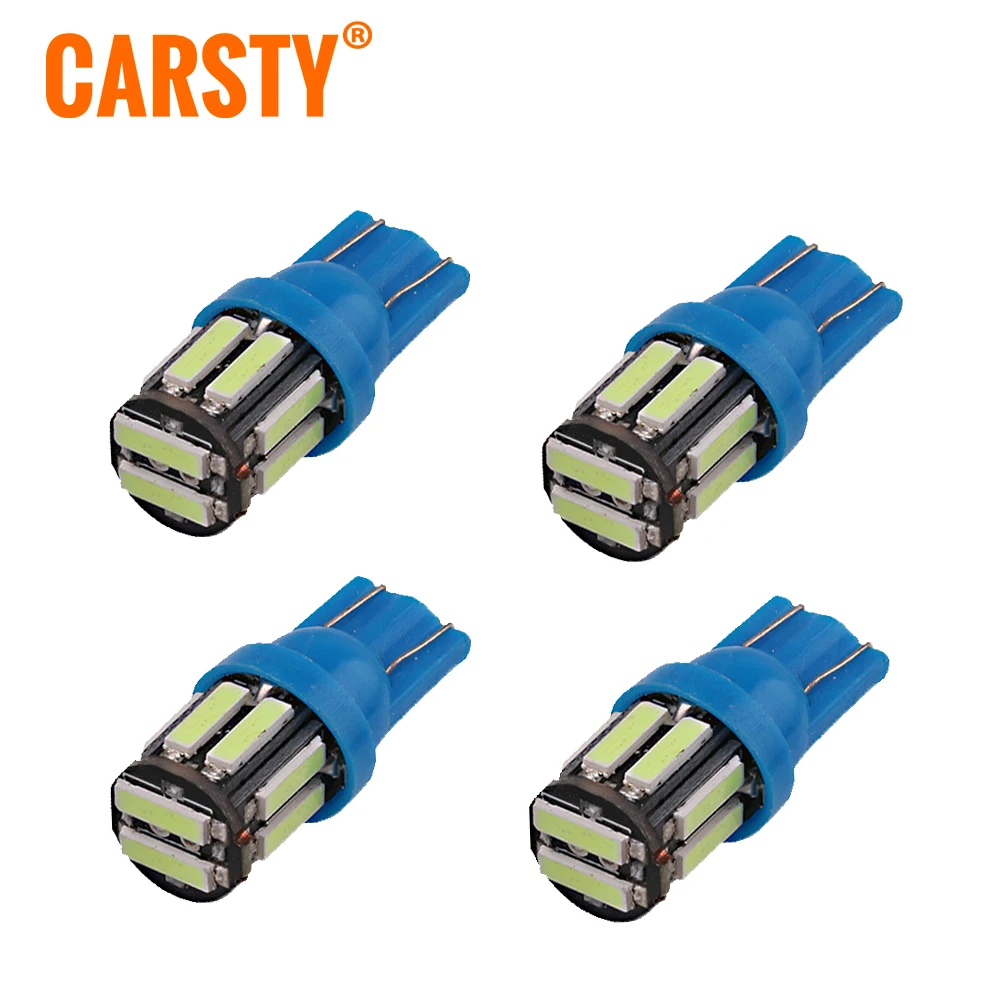 Carsty 4 шт. T10 светодиодный светильник 7020 SMD чип 194 168 для номерного знака интерьерные