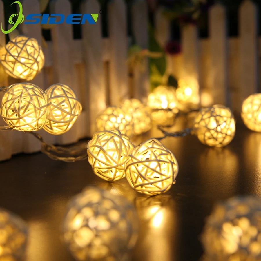 OSIDEN ротанга Ball5M 20 LED ЕС/США теплые белые светодиодные гирлянды освещение Праздник