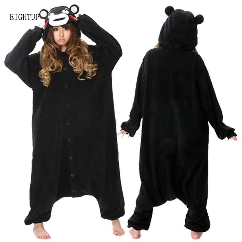 

New Unisex Adult Black Kumamoto Bear Kumamon Onesie Party Pajamas Costume Cosplay