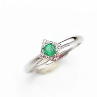 emerald ring 3mm si grade natural columbia emerald engagement ring solid 925 sterling silver emerald ring for woman