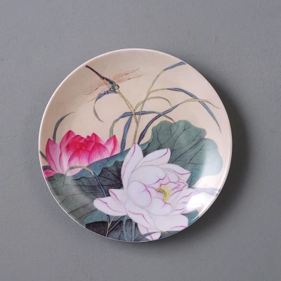 Lotus ceramics декоративные тарелки настенные украшения китайская Декоративная посуда ремесла домашний ТВ фон настенные Подвески - Цвет: 25cm