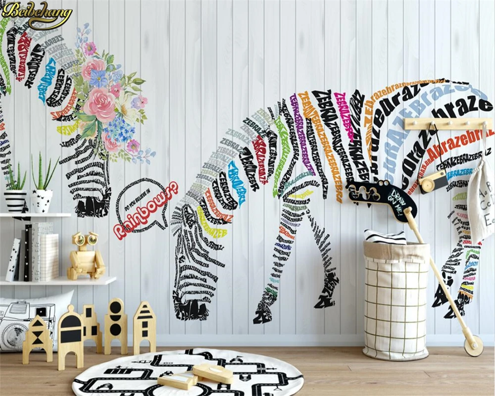 3D обои на заказ скандинавские абстрактные английские Зебра цветочные Настенная