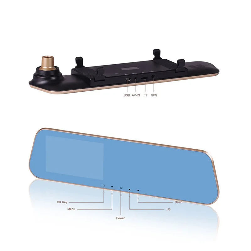 Online/ Full HD 1080P Car Dvr Camera Auto 4.3 Inch Rearview Mirror Digital Video Recorder Dual Lens Registratory Camcorder | Автомобили и