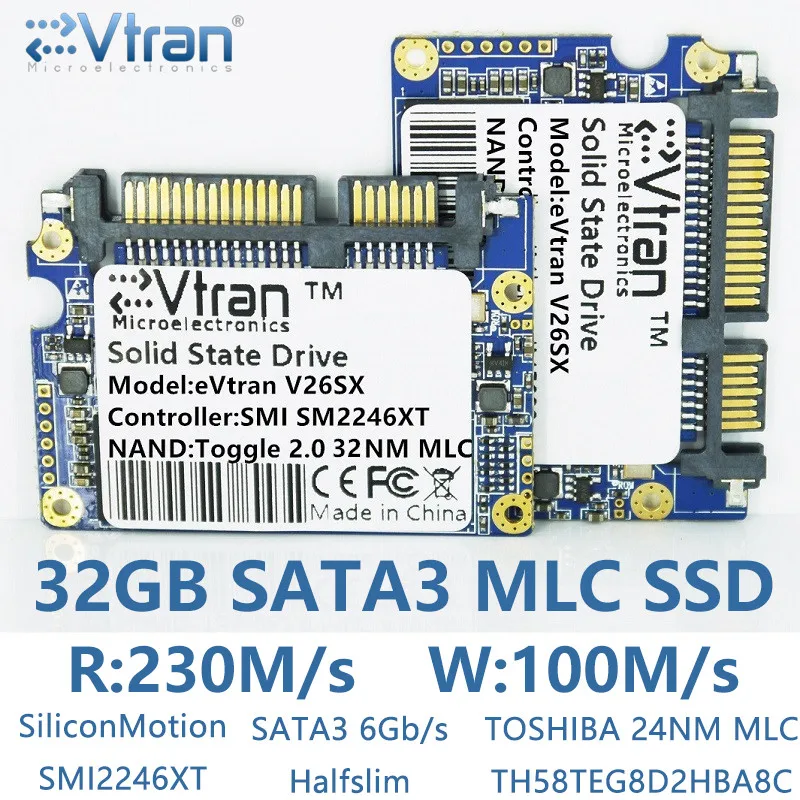 Evtran V26SX 16 г 32 64 128 SSD MLC SATA3 Halfslim SATA твердотельный накопитель для Тетрадь ноутбука