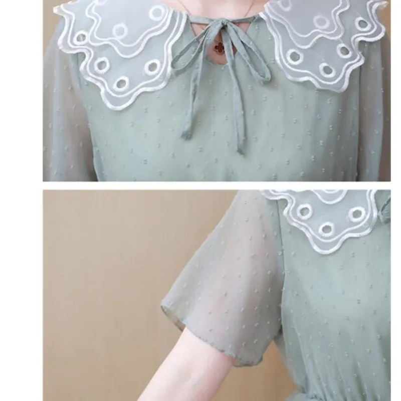 Женское шифоновое платье большого размера летнее новое модное с короткими