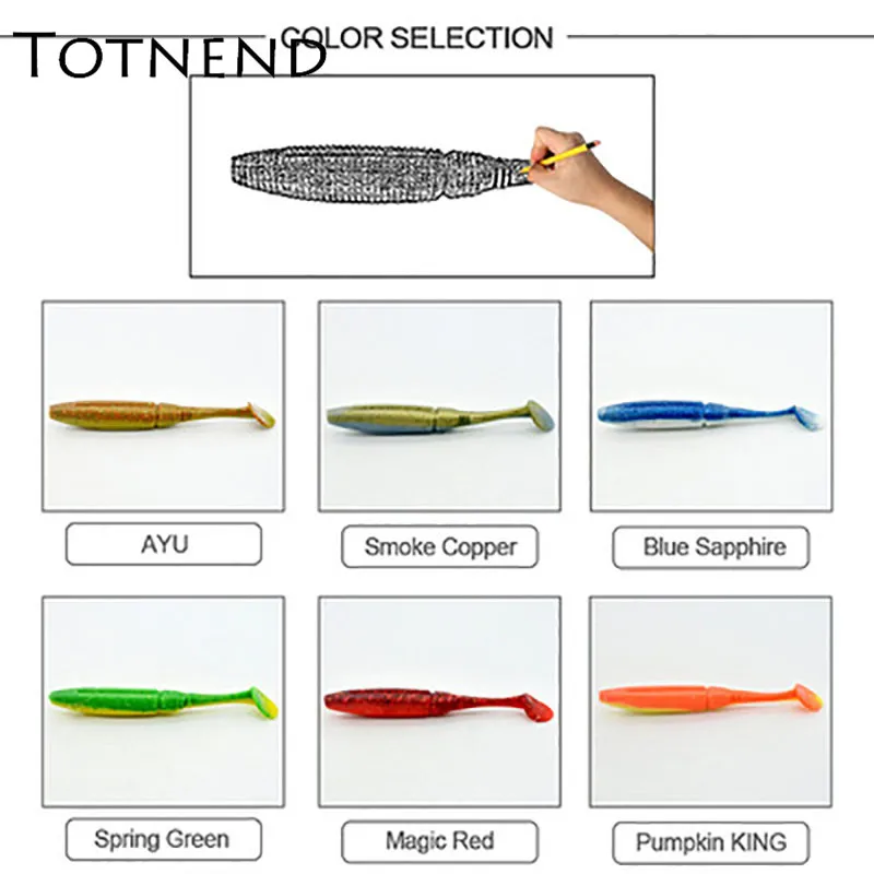 1 шт. 6 видов цветов 5/7. 5/8. 5 см ПВХ бионическая рыболовная приманка T Tail Fish UV