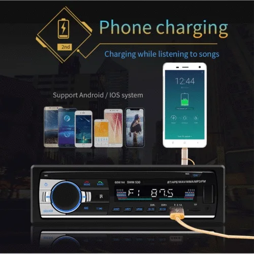 Автомагнитола 1 Din SWM 530 автомагнитола Автомобильный MP3 плеер Bluetooth Handsfree AUX вход