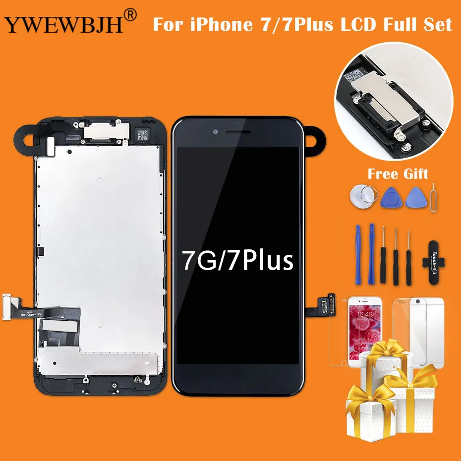 

Test AAA LCD For iPhone 7 7 Plus Display Full Set Digitizer Assembly 3D Touch Screen Replacement +Front Camera+Earpiece Speaker