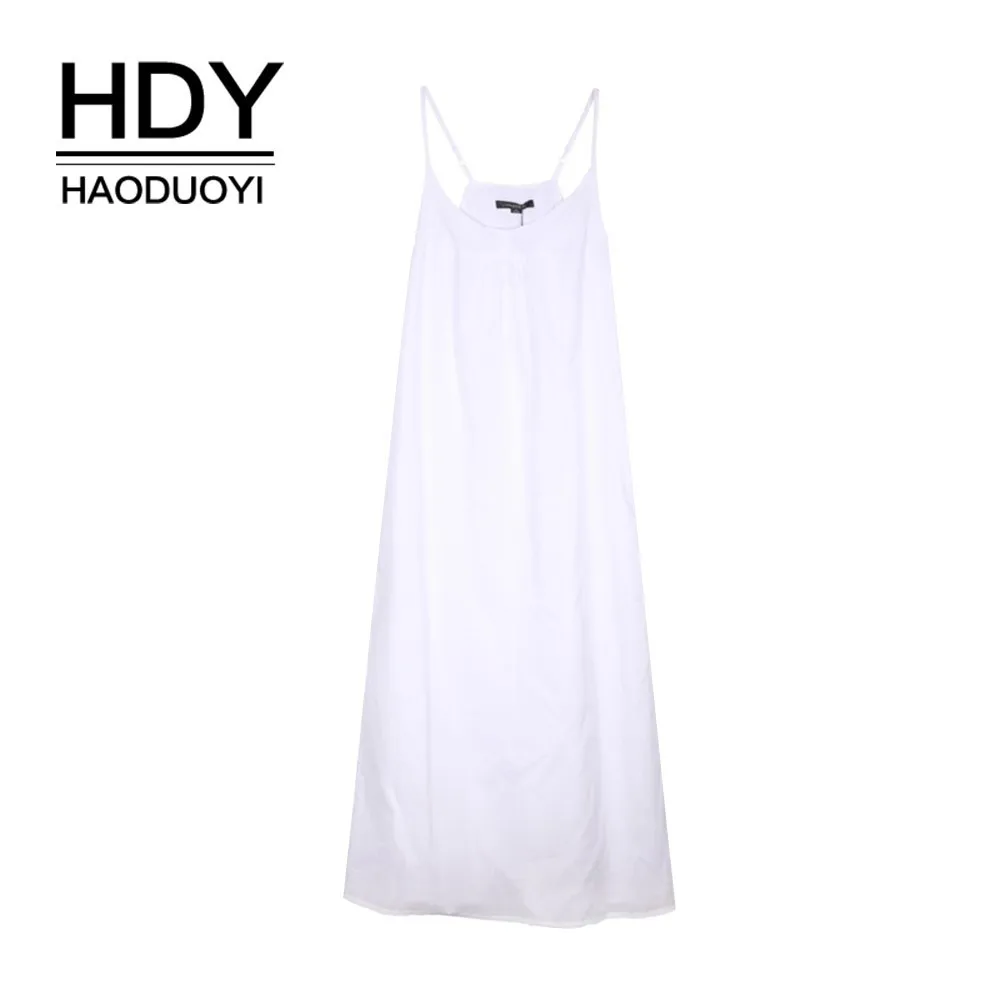 HDY Haoduoyi 2019 new Leisure Comfortable fashion Long dresses Extra long strap Solid color dress | Женская одежда