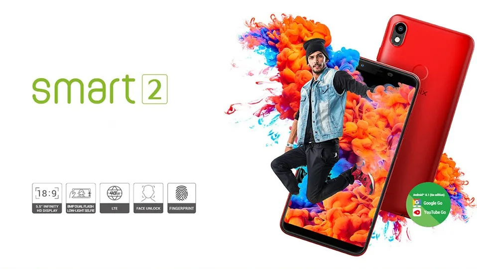 Infinix Smart 2 смартфон 16G 2G 5," двойная вспышка низкий светильник селфи разблокировка лица телефон Android 8,1