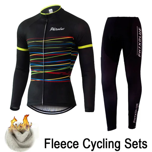 Winter Fleece 10 Phtxolue зимний термальный флисовый комплект велосипедной одежды Майо Ropa Ciclismo Invierno MTB велосипедные майки велосипед спортивная одежда - Цвет: Winter Fleece 10