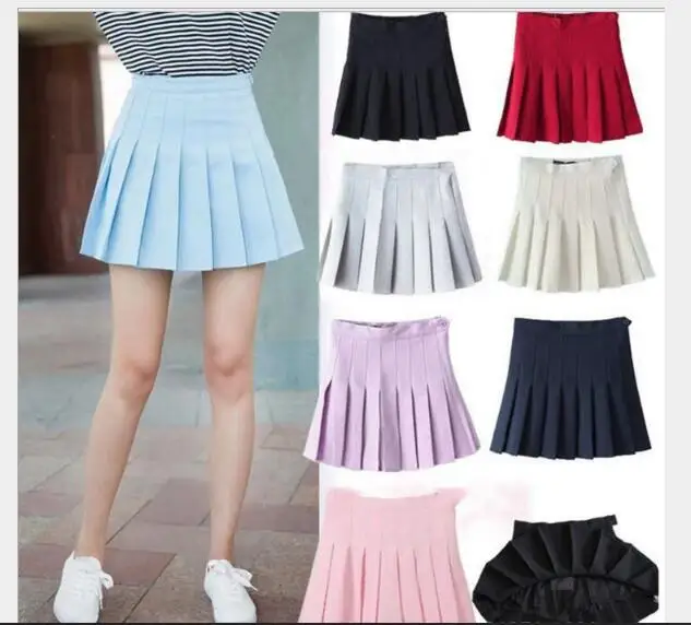 Sweet Pleated Skirt Women Preppy Style Mini High Waist Skirt Girls Vintage Black White Cute School Uniforms Skirt