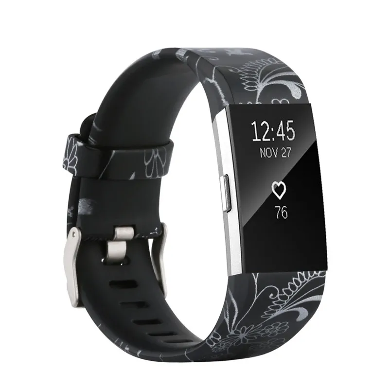 Модный спортивный силиконовый ремешок для Fitbit Charge 2, мягкий Регулируемый сменный мужской браслет, умный браслет для женщин и мужчин