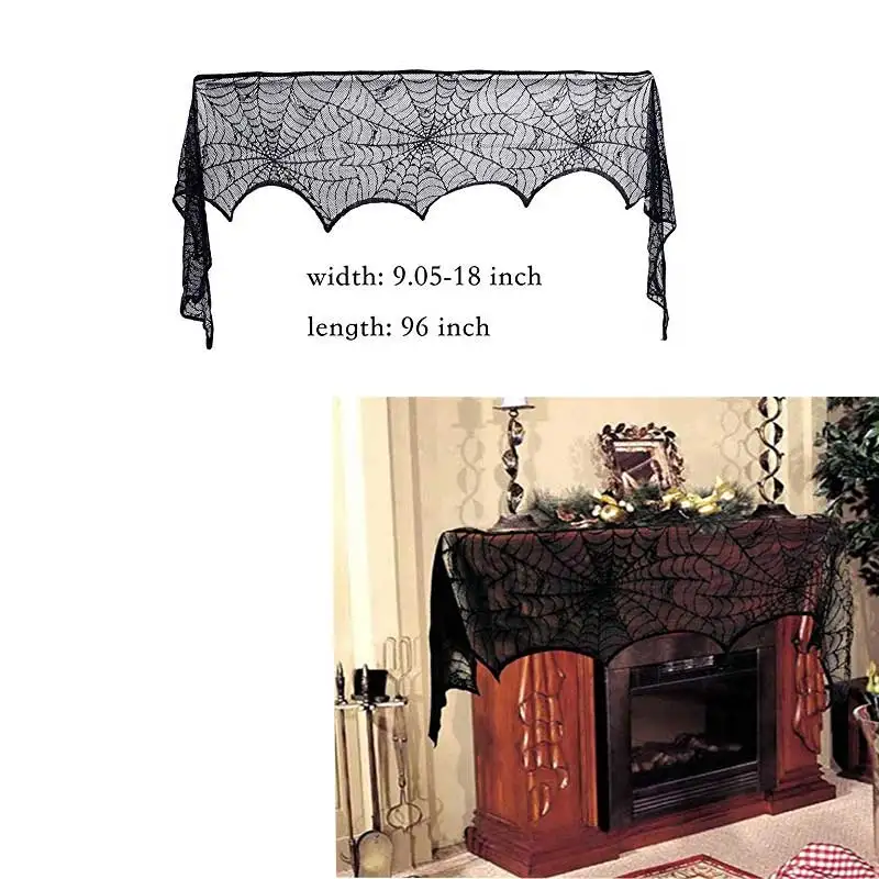 Кружевная черная Паутина Хэллоуин украшение для дома скатерть на тему Хэллоуина