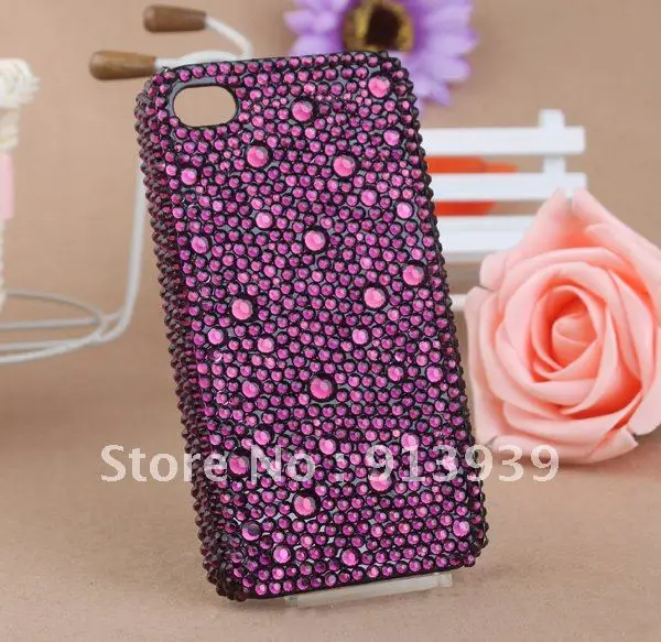 Purple life Cellphone Cover For Iphone4/4s Full Rhinestone Bling Mobile Phone Case Iphone Accessory Free Shipping |