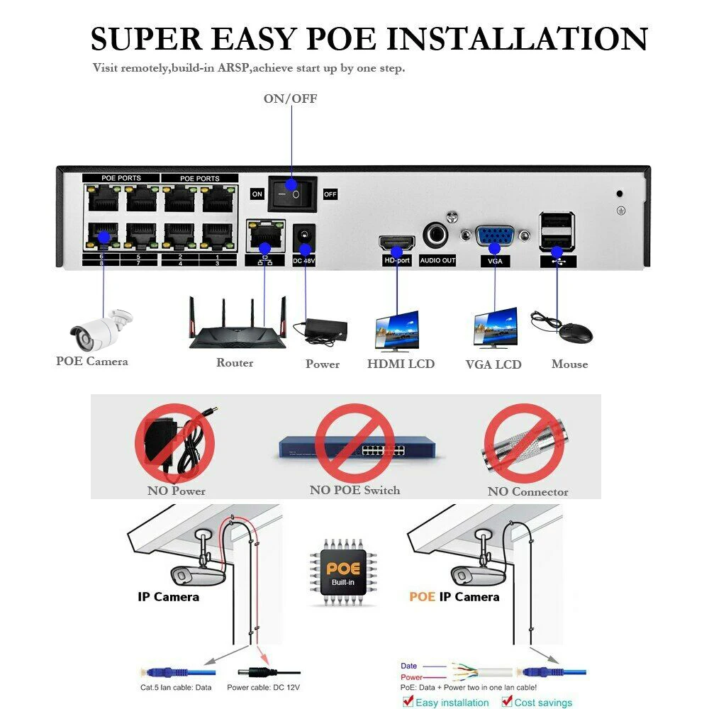 AZISHN H.265 8CH 4MP POE камера безопасности Система комплект аудио запись ip-камера ИК Открытый водонепроницаемый CCTV видеонаблюдения NVR комплект