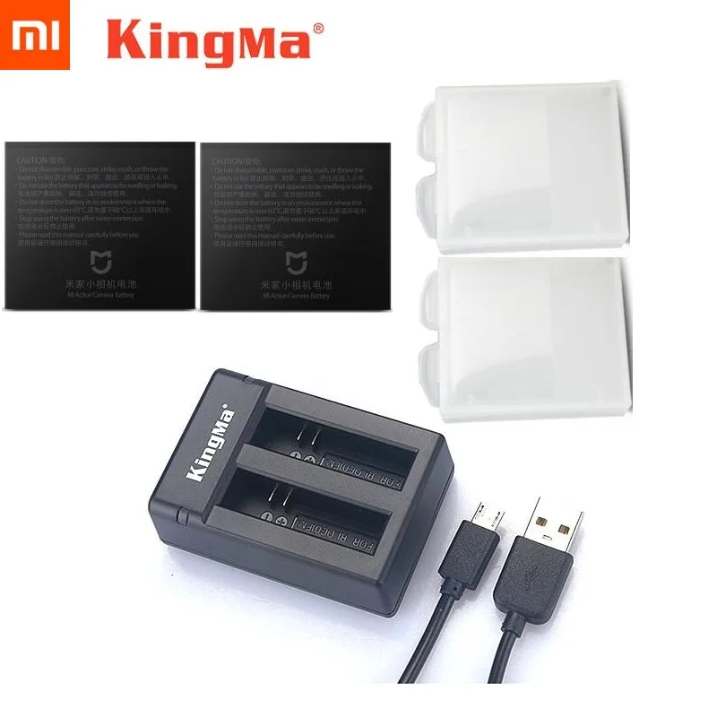 

Original Mijia Battery KingMa Original Dual Batteries Charger / Charging Case For Xiaomi Mijia 4K Mini Action Camera Accessories