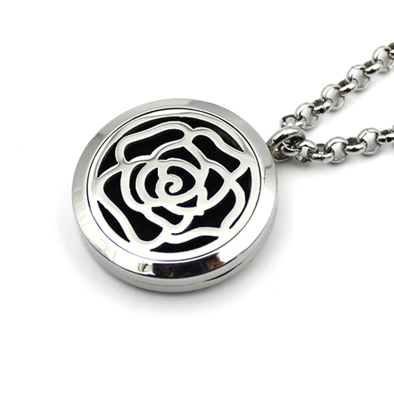 Диффузор с рисунком цветка Locket ароматерапия из нержавеющей стали Necklace Hollow Magnetic